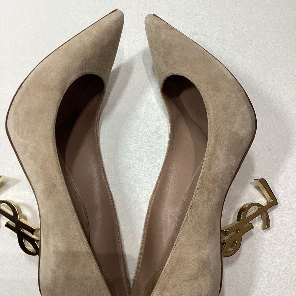 Yves Saint Laurent YSL Opyum Gold Suede Beige Pump Size EU 40 - Picture 10 of 17